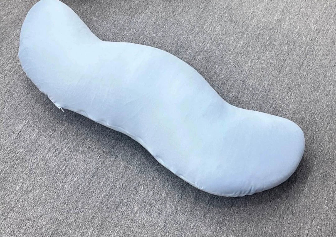 Coussin de grossesse 140 cm en velours bleu clair soutien corporel ergonomique