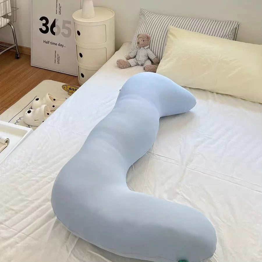 Coussin de grossesse en U 130 cm en polyester bleu clair pour soutien du corps