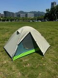 Tente de camping 200 x 150 x 110 cm en polyester vert gris avec double entrée