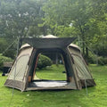 Tente de camping 300 x 300 x 200 cm en polyester kaki et noir avec auvent