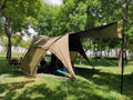 Tente de camping 400 x 300 x 200 cm en polyester kaki - avec auvent