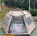 Tente de camping 300 x 300 x 210 cm en polyester beige avec moustiquaire - abri extérieur