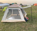 Tente de camping 210 x 210 x 140 cm en polyester beige avec auvent