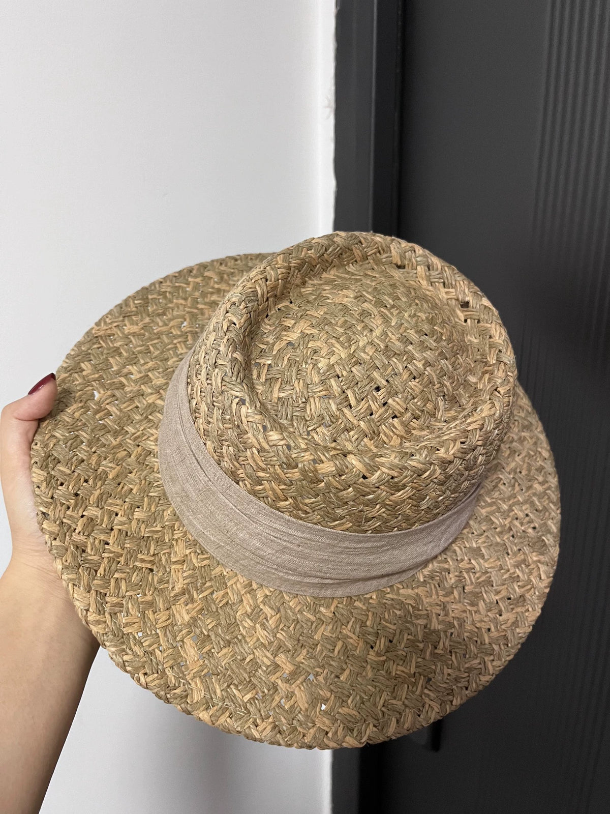Chapeau de paille taille unique beige - tressé à large bord pour extérieur