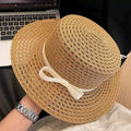 Chapeau de soleil taille unique en fibres tressées beige style capeline avec nœud