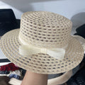 Chapeau de soleil taille unique en maille beige avec nœud style élégant