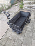 Chariot pliant 100 x 55 x 100 cm en métal et tissu noir pour transport extérieur